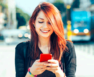 girl using Apple phone